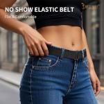 JASGOOD No Show Women Stretch Belt Invisible Elastic Web Strap Belt with Flat Buckle for Jeans Pants Dresses