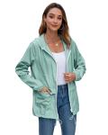 Hount Women's Lightweight Hooded Raincoat Waterproof Packable Active Outdoor Rain Jacket (M, Light Green)