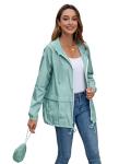 Hount Women's Lightweight Hooded Raincoat Waterproof Packable Active Outdoor Rain Jacket (M, Light Green)