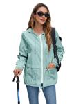 Hount Women's Lightweight Hooded Raincoat Waterproof Packable Active Outdoor Rain Jacket (M, Light Green)
