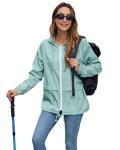 Hount Women's Lightweight Hooded Raincoat Waterproof Packable Active Outdoor Rain Jacket (M, Light Green)