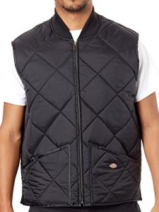 Dickies Men's Diamond Quilted Nylon Vest, Black, Large