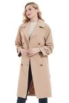RISISSIDA Trench Coats for Women Long Double Breasted Spring Fall Plus Size Oversized Waterproof Rain Jacket Overcoat Beige 0292 XX-L