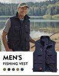 Flygo Men's Lightweight Multi-Pocket Fishing Vest