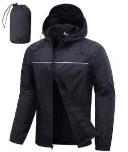 SWISSWELL Rain Jacket Men Waterproof Windbreaker, Lightweight Hooded Raincoat for Daily Casual