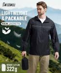 SWISSWELL Rain Jacket Men Waterproof Windbreaker, Lightweight Hooded Raincoat for Daily Casual