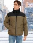 Flygo Men Puffer Jacket Winter Coats Water Resistant Long Sleeve Zip Up Lightweight Quilted Down Jackets(DarkKhaki-S)