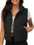 Fengbay Womens Puffer Vest Sleeveless Zip Up Puffy Cropped Vests Warm Stand Collar Down Vest Lightweight Bubble Quilted Vest