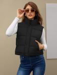 Fengbay Womens Puffer Vest Sleeveless Zip Up Puffy Cropped Vests Warm Stand Collar Down Vest Lightweight Bubble Quilted Vest