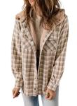 Plaid Oversized Hooded Shacket for Women