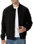 TBMPOY Men's Lightweight Bomber Jackets for Men Windproof Windbreaker Jacket Track Spring Casual Jackets Outdoor Coat Black L