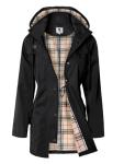 SaphiRose Women's Long Hooded Rain Jacket - Black