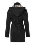 SaphiRose Women's Long Hooded Rain Jacket - Black