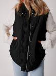 EVALESS Cute Black Cropped Puffer Vest Women Lightweight Quilted Stand Collar Sleeveless Jackets Fall 2024 Button Zip Up Jacket Winter Warm Coat Outerwear with Pockets Medium