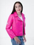 Metallic Pink Faux Leather Jacket for Girls