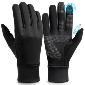 OZERO Winter Gloves for Women Men: Water-Resistant Touch Screen Cold Weather Glove for Texting, Non-Slip Palm Windproof for Driving Cycling Hiking - All-Black (Small)