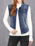 Allegra K Women's Dark Blue Denim Vest Jacket