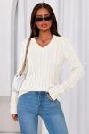 Prettygarden Women's V Neck Cable Knit Sweater