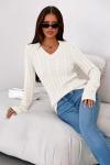 Prettygarden Women's V Neck Cable Knit Sweater