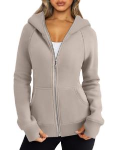 Trendy Oversized Fleece Zip Up Hoodie for Women