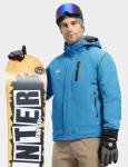 Men's Waterproof Ski Jacket with Fleece Hood, Blue
