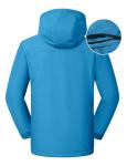 Men's Waterproof Ski Jacket with Fleece Hood, Blue