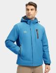 Men's Waterproof Ski Jacket with Fleece Hood, Blue