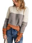 Dokotoo Women's Color Block Bat Sleeve Sweater