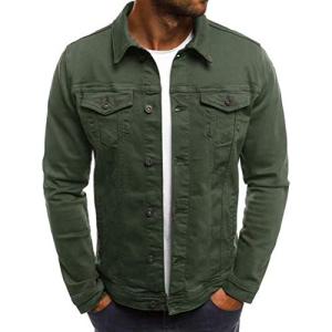 Men's Slim Fit Green Denim Jacket