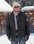 Men's Black Winter Hooded Fleece Parka Jacket