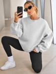 Women's Oversized Fleece Crewneck Hoodie - Grey