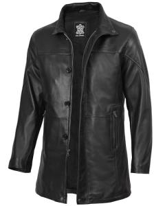 Men's Blingsoul Black Leather Car Coat, 3XL