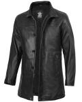 Men's Blingsoul Black Leather Car Coat, 3XL