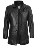 Men's Blingsoul Black Leather Car Coat, 3XL