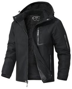 Men's Waterproof Hooded Ski Jacket - Black X-Large