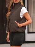 Women’s Cropped Puffer Vest - Coffee Color