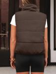 Women’s Cropped Puffer Vest - Coffee Color