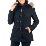 Alpine Swiss Duffy Womens Black Wool Coat Fur Trim Hooded Parka Jacket 2XL