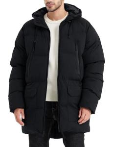 Men's Water-Resistant Long Hooded Winter Coat 3XL