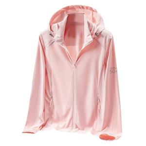 Women's Pink Hooded Sun Protection Jacket, Small