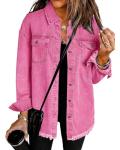 Oversized Pink Denim Jacket with Raw Hem