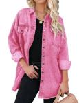 Oversized Pink Denim Jacket with Raw Hem