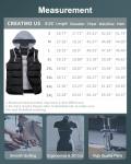 CREATMO US Men's Casual Padded Vest Coats Outdoor Heavy Duty Hooded Vest Sleeveless Jacket Black XL