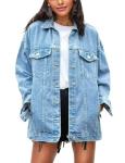 Oversized Denim Biker Jacket for Women