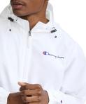 Champion, Stadium Full-Zip, Wind, Water Resistant Jacket for Men, White Small Script