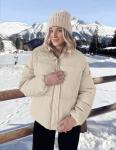 MEROKEETY Women's Long Sleeve Full Zip Puffer Coats Stand Collar Pockets Warm Padded Down Jackets, LightKhaki, S