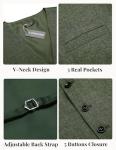 COOFANDY Men Casual Suit Vest Slim Fit Formal Vest Waistcoat Business wedding Army Green m