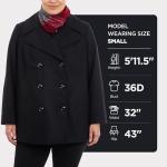 London Fog Women's Plus-Size Double Breasted Peacoat with Scarf, Black, 1X