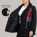 London Fog Women's Plus-Size Double Breasted Peacoat with Scarf, Black, 1X