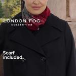 London Fog Women's Plus-Size Double Breasted Peacoat with Scarf, Black, 1X